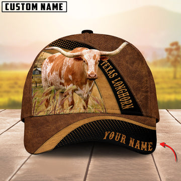 Joycorners Custom Name Texas Longhorn Cattle 3D Cap