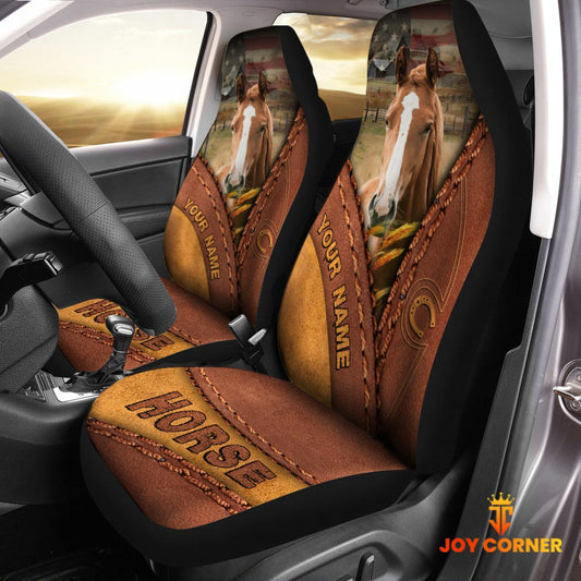 Joycorners Horse Leather Pattern Customized Name Car Seat Cover Set