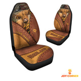 Joycorners Highland Cattle Leather Pattern Customized Name Car Seat Cover Set