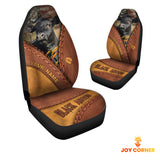 Joycorners Black Angus Leather Pattern Customized Name Car Seat Cover Set