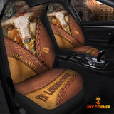 Joycorners Texas Longhorn Leather Pattern Customized Name Car Seat Cover Set