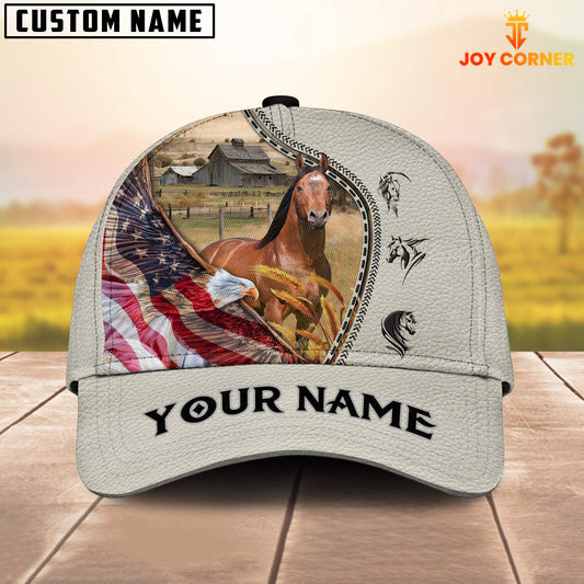 Joy Corners Horse Eagle US Flag Leather Pattern Customized 3D Cap