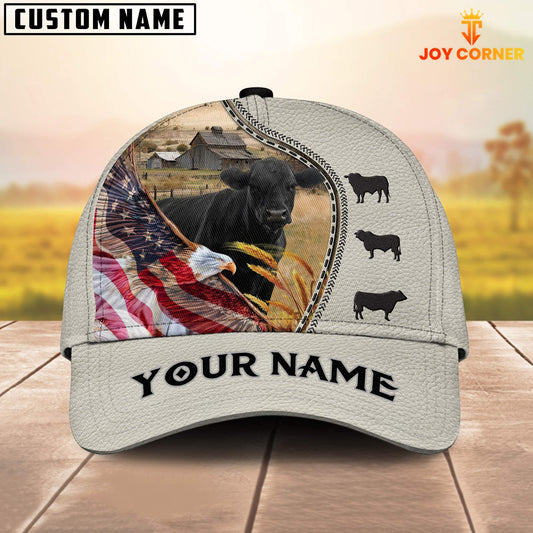 Joy Corners Black Angus Eagle US Flag Leather Pattern Customized 3D Cap