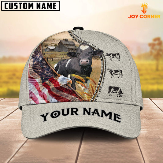 Joy Corners Holstein Eagle US Flag Leather Pattern Customized 3D Cap