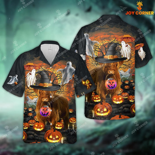 Joy Corner Highland Cattle Halloween 3D Hawaiian Shirt