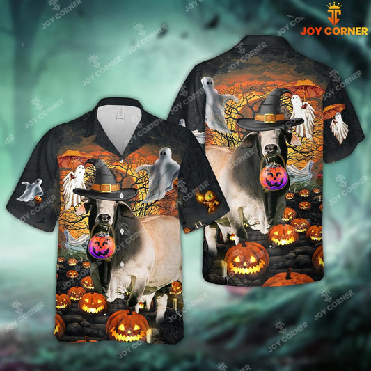 Joy Corner Brahman Cattle Halloween 3D Hawaiian Shirt