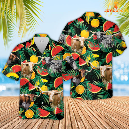 Joycorners Texas Longhorn Watermelon Hawaiian Shirt