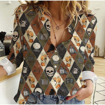 Joy Corner Jersey Halloween Pattern Casual Shirt