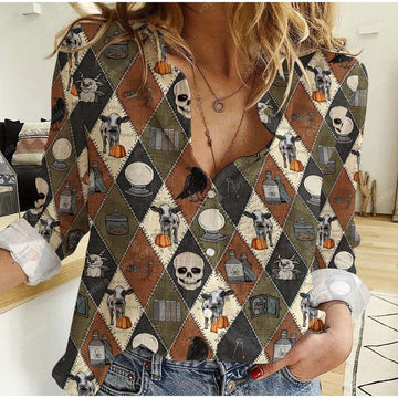 Joy Corner Holstein Halloween Pattern Casual Shirt