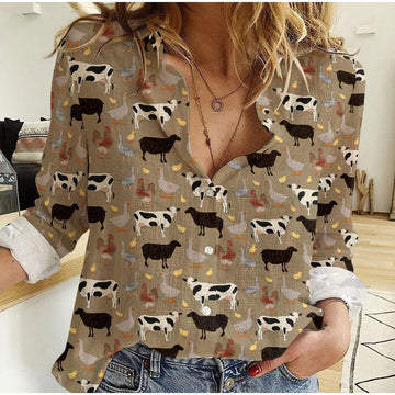 Farm Animail Vintage Pattern Casual Shirt