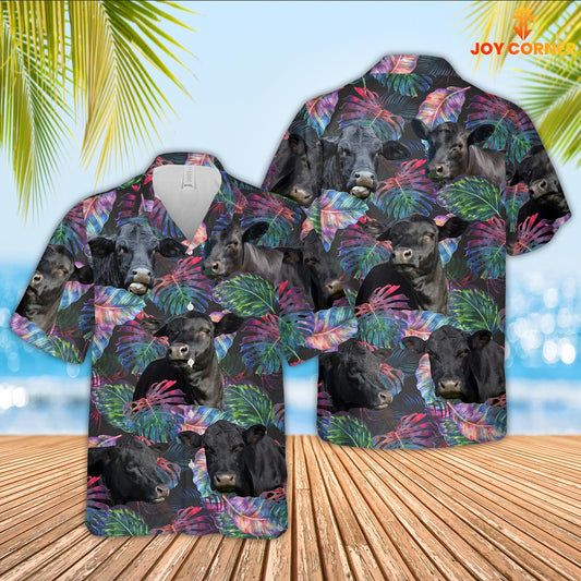 Joy Corners Black Angus Pattern 3D Hawaiian Shirt