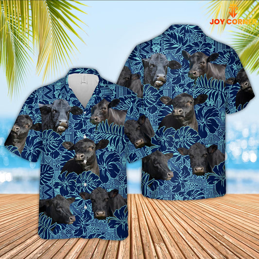 Joy Corners Black Angus Pattern 3D Hawaiian Shirt