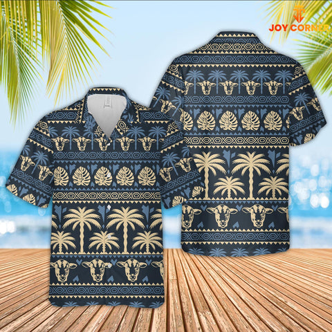 Joy Corners Black Angus Pattern 3D Hawaiian Shirt