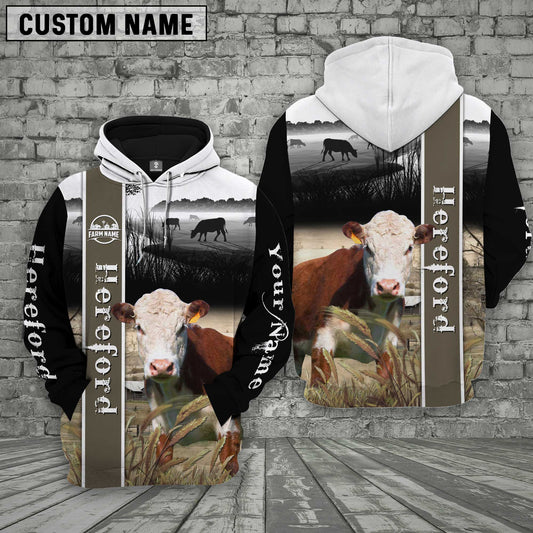 Joycorners Hereford Black and white pattern Personalized 3D Hoodie