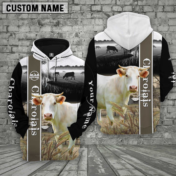 Joycorners Charolais Black and white pattern Personalized 3D Hoodie