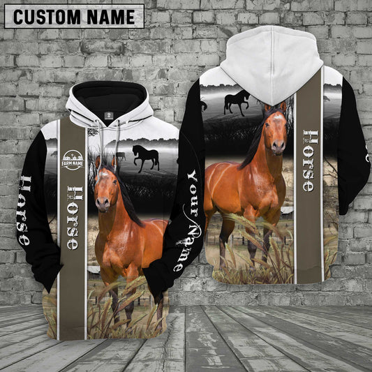Joycorners Horse Black and white pattern Personalized 3D Hoodie