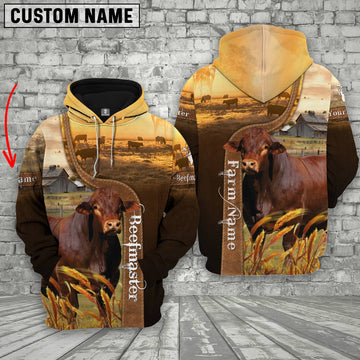 Joycorners Farm Custom Name Beefmaster Brown Gold 3D Printed Hoodie