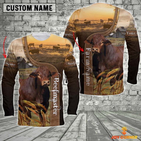Joycorners Beefmaster On The Farm Customized Name Brown Long Sleeve Shirt