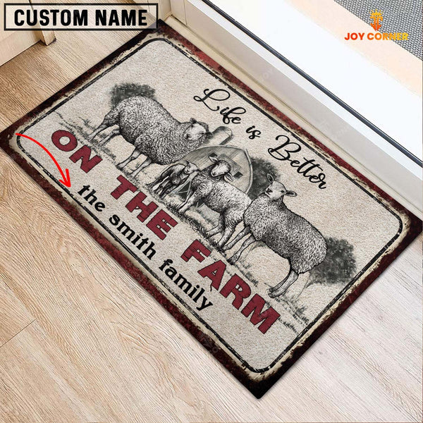 Joycorners Sheep Life is Better Custom Name Doormat
