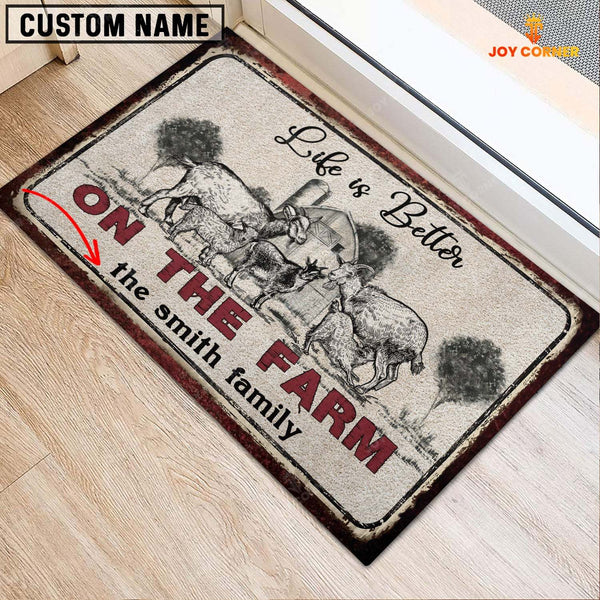 Joycorners Goat Life is Better Custom Name Doormat
