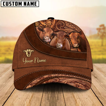 Joy Corners Red Angus Farm Life Beauty Leather Pattern Customized 3D Cap