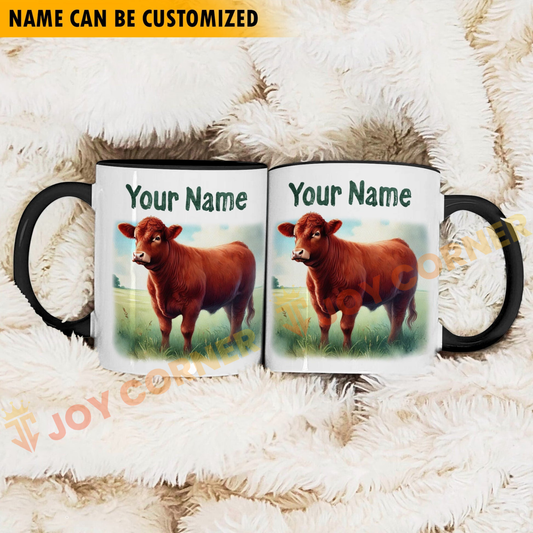 Joycorners Red Angus Personalized Name Two Tone Mug