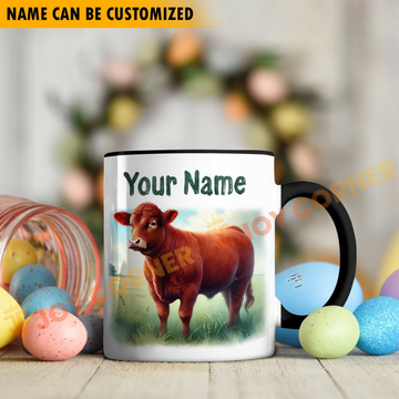 Joycorners Red Angus Personalized Name Two Tone Mug