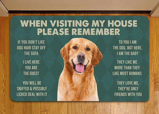 Joycorners Retrievers Golden Dog Doormat, Please Remember I Live Here Gift For Dog Lovers, Housewarming Gift, Dog Decor LM0210