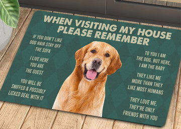 Joycorners Retrievers Golden Dog Doormat, Please Remember I Live Here Gift For Dog Lovers, Housewarming Gift, Dog Decor LM0210