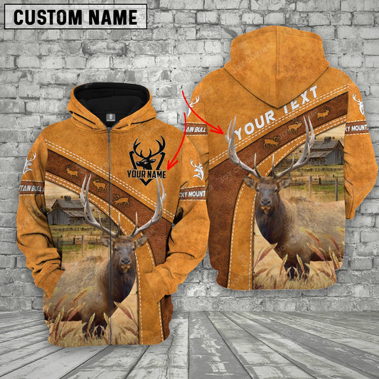 Joycorners Personalized Name Rocky Mountain Bull Elk Hoodie TT1