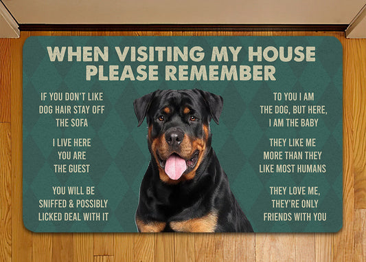 Joycorners Rottweilers Dog Doormat, Please Remember I Live Here Gift For Dog Lovers, Housewarming Gift, Dog Decor LM0210