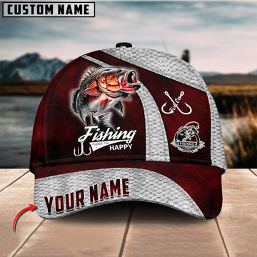 Joycornerss Custom Name Bass Fishing Red 3D Classic Cap