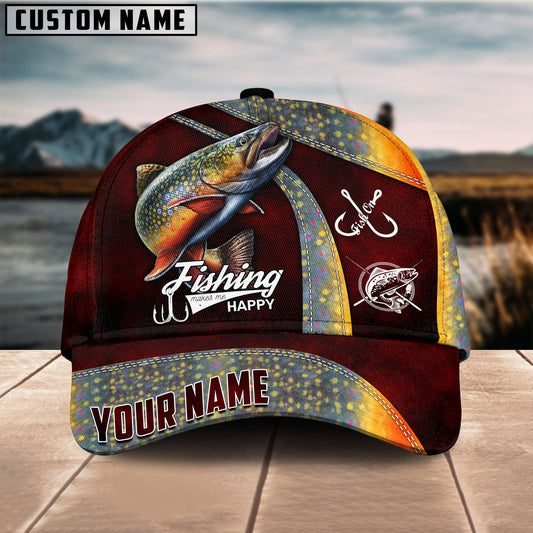 Joycornerss Custom Name Trout Fishing Red 3D Classic Cap