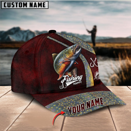Joycornerss Custom Name Trout Fishing Red 3D Classic Cap
