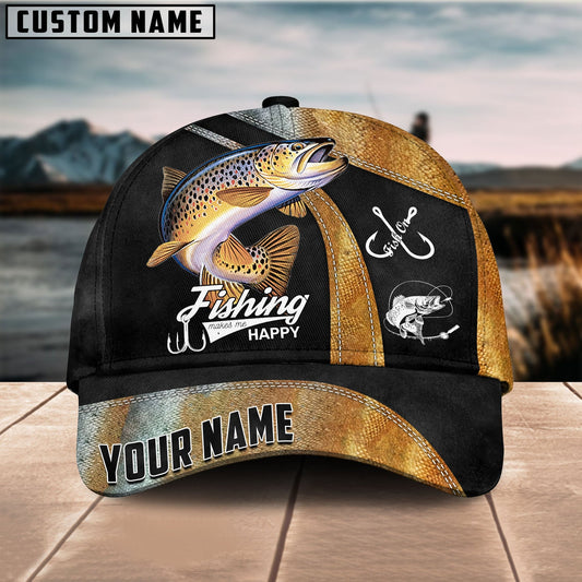 Joycorners Custom Name Trout Fishing 3D Classic Cap