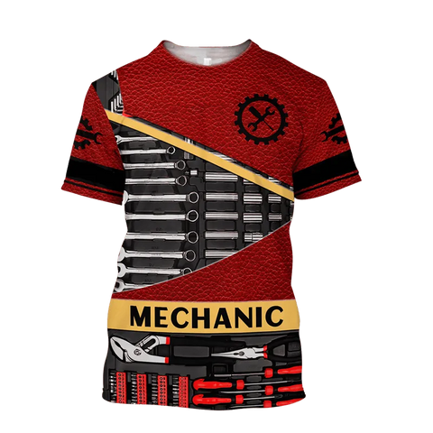 Joycorners Playera para Hombre T-Shirt For Men Mechanic Graphic 3D Full Print T-Shirt