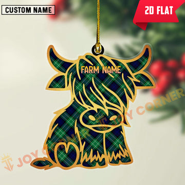 Joycorners Scottish Abercrombie Clan Tartan Highland Cow Ornament
