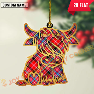 Joycorners Scottish Aberdeen District Clan Tartan Highland Cow Ornament