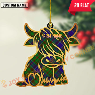 Joycorners Scottish Adam Clan Tartan Highland Cow Ornament