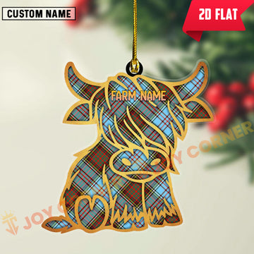 Joycorners Scottish Anderson Ancient Clan Tartan Highland Cow Ornament