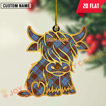 Joycorners Scottish Anderson Modern Clan Tartan Highland Cow Ornament