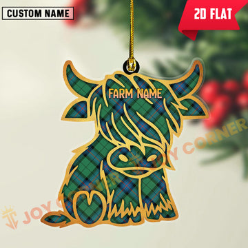 Joycorners Scottish Armstrong Ancient Clan Tartan Highland Cow Ornament