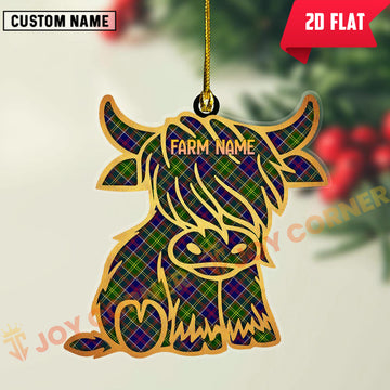 Joycorners Scottish Ayrshire District Clan Tartan Highland Cow Ornament