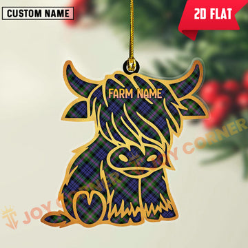 Joycorners Scottish Baird Modern Clan Tartan Highland Cow Ornament