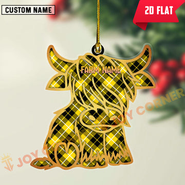 Joycorners Scottish Barclay Dress Modern Clan Tartan Highland Cow Ornament