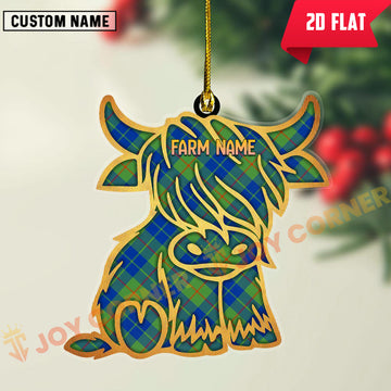 Joycorners Scottish Barclay Hunting Ancient Clan Tartan Highland Cow Ornament
