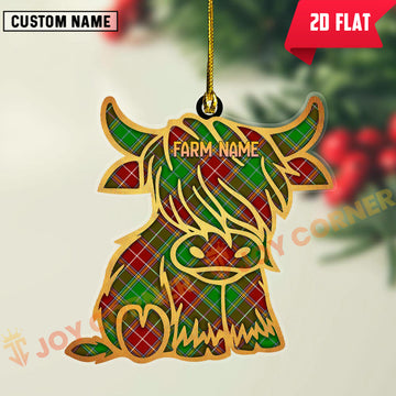 Joycorners Scottish Baxter Modern Clan Tartan Highland Cow Ornament