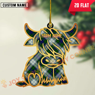 Joycorners Scottish Blackwatch Dress Modern Clan Tartan Highland Cow Ornament