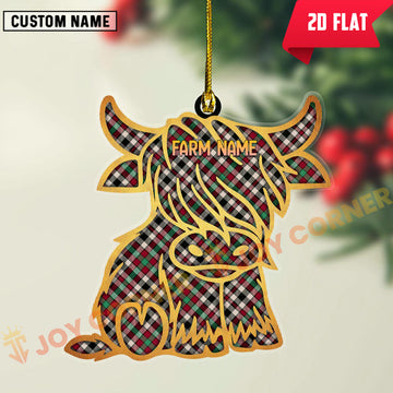 Joycorners Scottish Borthwick Dress Ancient Clan Tartan Highland Cow Ornament