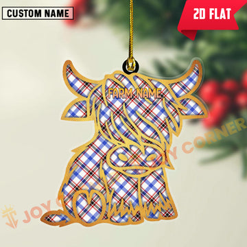 Joycorners Scottish Boswell Modern Clan Tartan Highland Cow Ornament